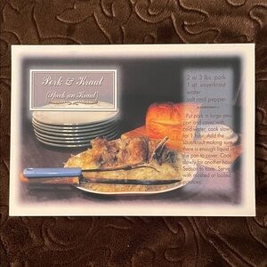 Pork and Kraut Recipe 4x6 postcard new